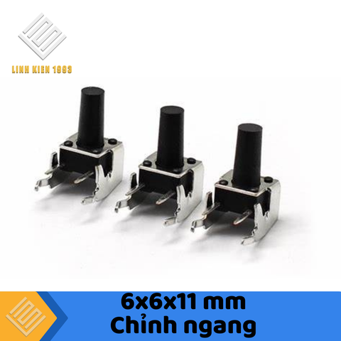 Nút Nhấn 6 x 6 x 11mm 4 Chân Xuyên Lỗ Chình Ngang