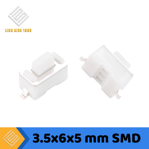 Nút Nhấn 3.5 x 6 x 5mm 2 Chân SMD Đầu Trắng