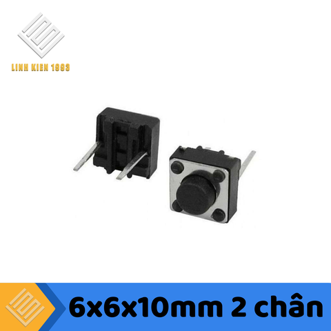 Nút Nhấn 6 x 6 x 10mm 2 Chân Xuyên Lỗ