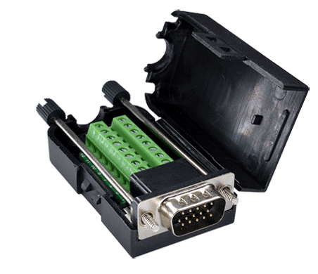 Cổng DB15 đầu đực 16 chân nối dây bắt vít domino có vỏ