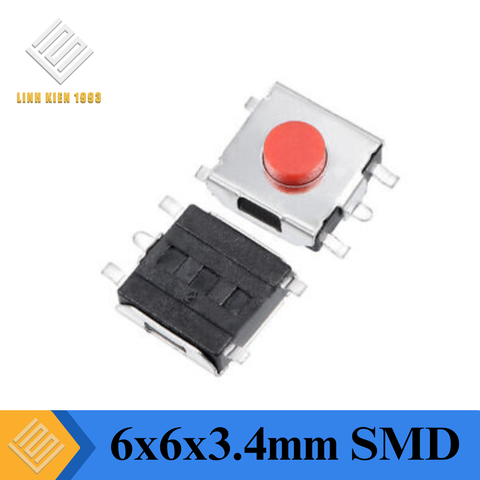 Nút Nhấn 6x6x3.4mm 4 Chân SMD Đầu Đỏ