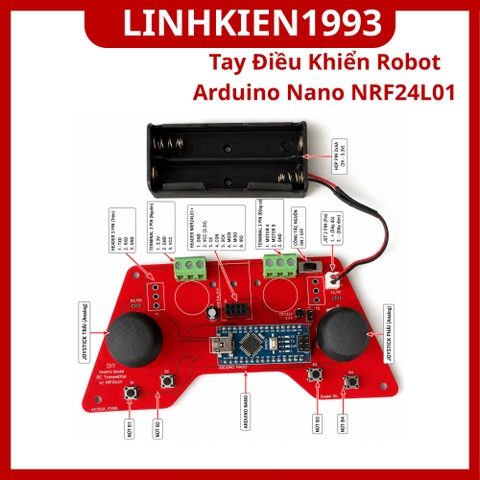 Tay Điều Khiển Robot Arduino Nano NRF24L01 2 Joystick Không Dây DIY STEM - Board Điều Khiển Robot RC 2.4GHz
