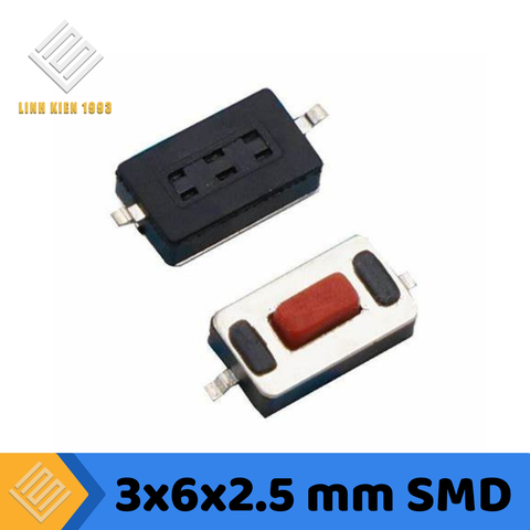 Nút Nhấn 3 x 6 x 2.5mm 2 Chân SMD Đầu Đỏ