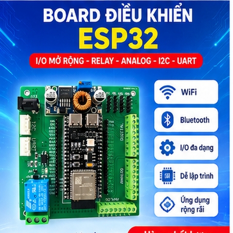 ESP32-S3-N16R8 Expansion Board – Bo Mở Rộng GPIO Analog Digital, UART, I2C, Relay