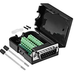 Cổng DB15 đầu đực 16 chân nối dây bắt vít domino có vỏ ( 2 HÀNG CHÂN )