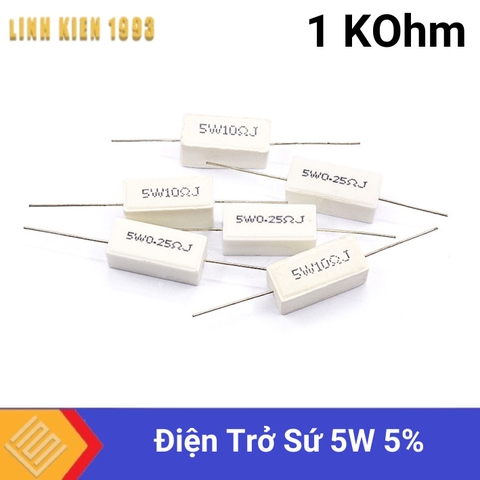 (10 con) Điện Trở Sứ 1 KOhm 5W 5%