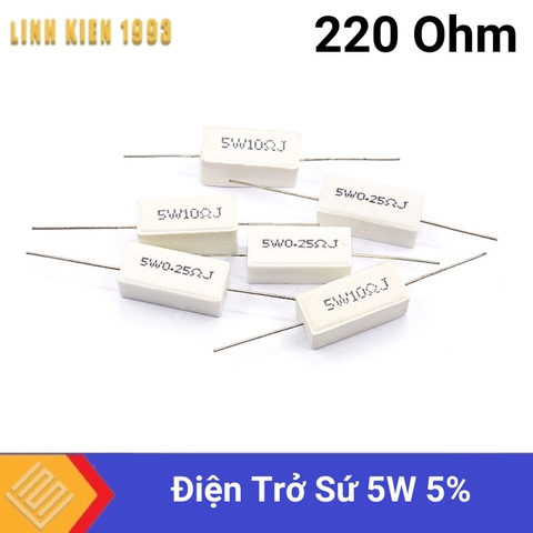 (10 con) Điện Trở Sứ 220 Ohm 5W 5%
