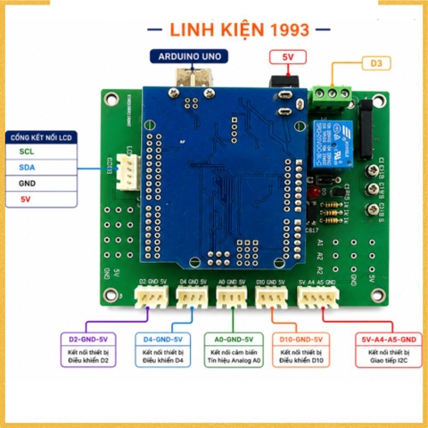 Mạch Điều Khiển Arduino UNO Relay D3 Module Cảm Biến LCD I2C