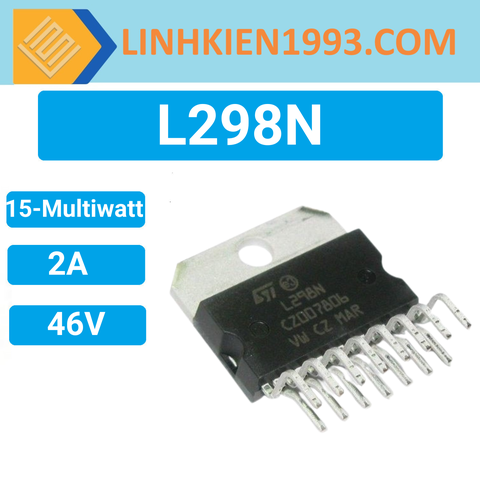 L298N IC Điều Khiển Động Cơ Có Chổi Than 46V 2A 15-Multiwatt