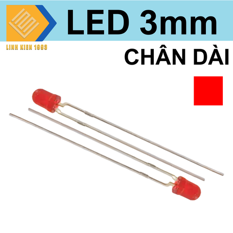 LED đỏ 3mm siêu Sáng chân dài (gói 10 con)
