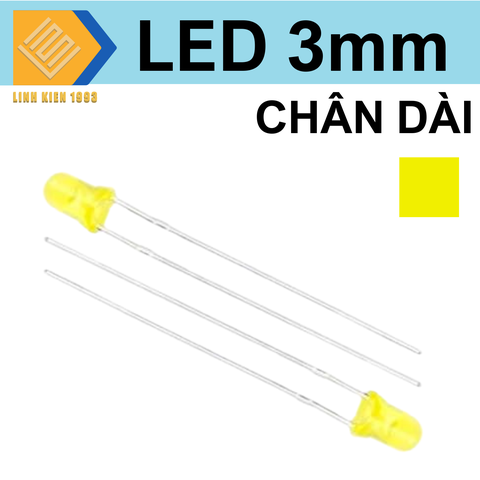 LED vàng 3mm siêu Sáng chân dài (gói 10 con)