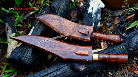 DAO KUKRI 20 -KR20 thép nhíp xe cán gỗ cẩm KR20 / HTX DAO PHÚC SEN