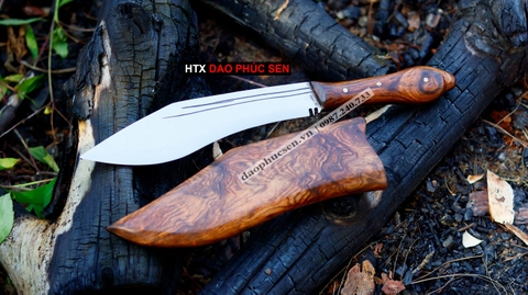 DAO KUKRI 20 -KR20 thép nhíp xe cán gỗ cẩm KR20 / HTX DAO PHÚC SEN