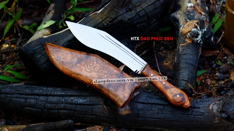DAO KUKRI 20 -KR20 thép nhíp xe cán gỗ cẩm KR20 / HTX DAO PHÚC SEN