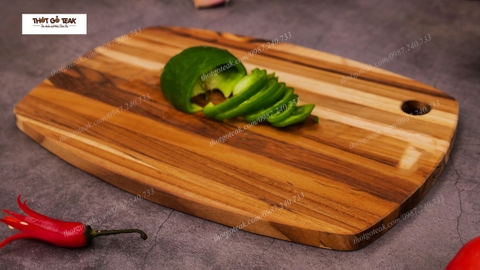 Thớt Gỗ Teak Cao Cấp - Cắt Thái, Trang Trí - 30,5x20,5x1,4cm - OVL01