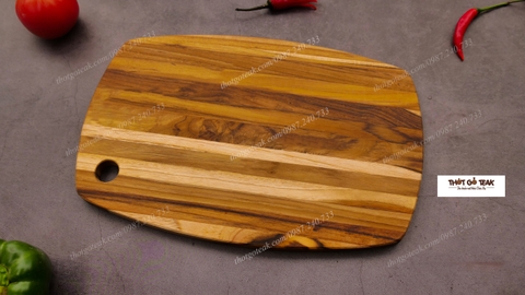 Thớt Gỗ Teak Cao Cấp - Cắt Thái, Trang Trí - 30,5x20,5x1,4cm - OVL01