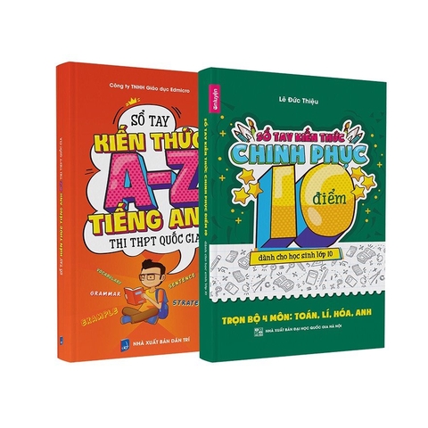 Sách lớp 10 - Combo 2 cuốn Sổ tay kiến thức Toán, Lí, Hóa, Anh và sổ tay full ngữ pháp từ vựng tiếng Anh
