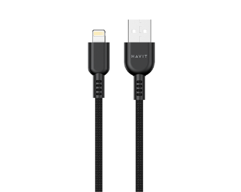 Cáp Sạc A to Lightning HAVIT JS314 Độ Dài 1m, Bện Nylon Cao Cấp - Hàng Chính Hãng (Đen)