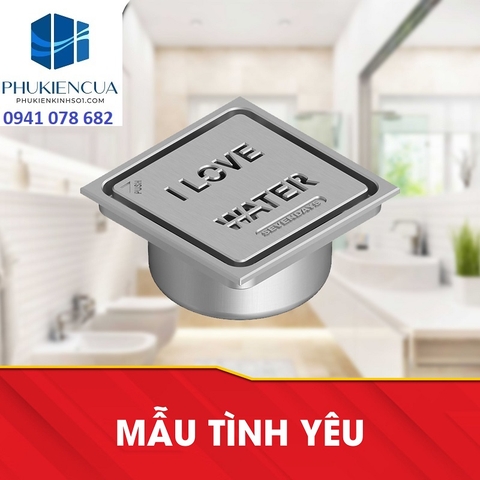 THOÁT SÀN INOX 304 ĐÚC MẶT CHỮ I LOVE WATER 04X HÃNG SEVENDAYS