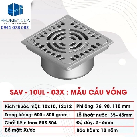 THOÁT SÀN INOX 304 ĐÚC MẶT CẦU VỒNG 03X HÃNG SEVENDAYS