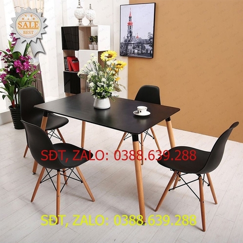 [Freeship][Trả góp 0%] Bộ bàn Veron 4-6 ghế Eames tùy chọn kích thước, màu sắc