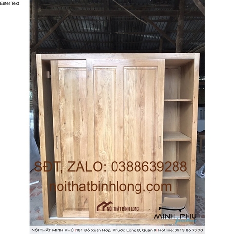 [HCM]Tủ áo cánh lùa gỗ sồi mỹ kiểu 2 cánh không hộc kéo