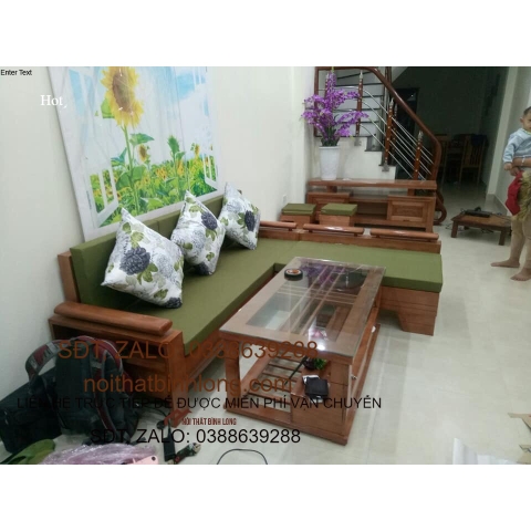 Bộ bàn ghế sofa trứng góc gỗ sồi