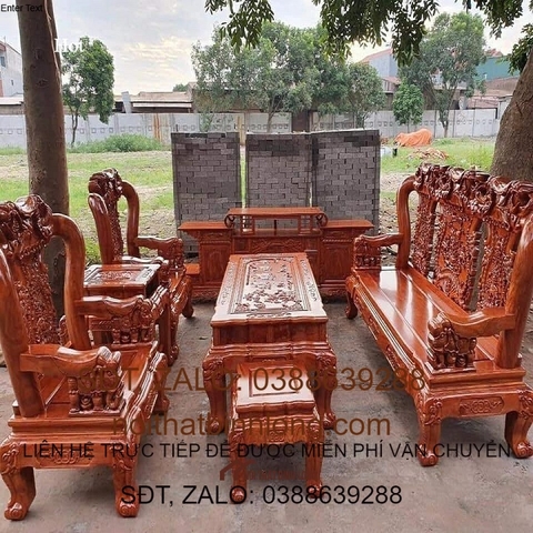Bộ Bàn Ghế Minh Quốc Voi Gỗ Hương Đá
