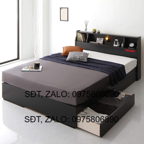 Giường ngủ gỗ Công Nghiệp Cao Cấp OHAHA chuẩn Nhật 001 - Black Bed