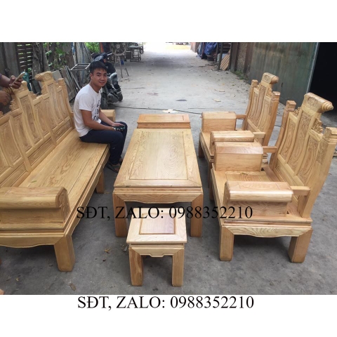Bộ bàn ghế âu á hộp - gỗ sồi nga - Loại 2m2 và 2m4