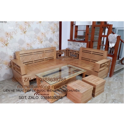 Bàn ghế phòng khách Sofa góc gỗ Sồi Nga