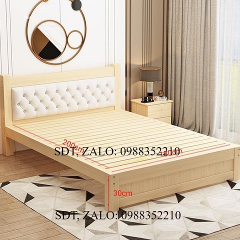 Giường ngủ gỗ sồi Nga 1m8 x 2m kèm tựa lưng êm ái