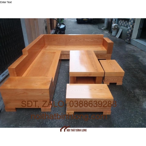 Bộ bàn ghế sofa góc hộp gỗ sồi