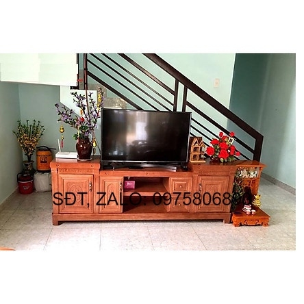 [Trả góp 0%] Kệ tivi 2m2 gỗ xoan đào kiểu nhô, kệ gỗ tivi , tủ tivi gỗ