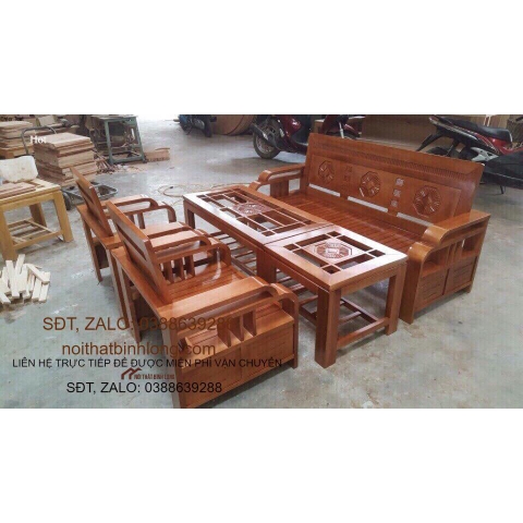 Bàn ghế Phòng Khách gỗ Sồi Nga mẫu 85