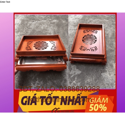 Khay trà chân quỳ gỗ hương hàng trơn