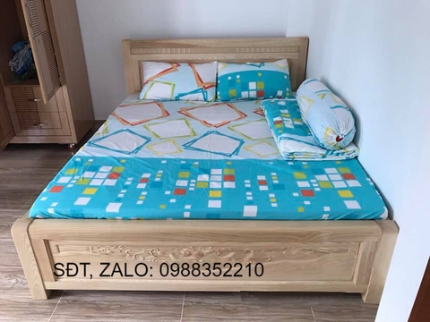 Giường Ngủ HT21 Gỗ Sồi Nga Nguyên Khối