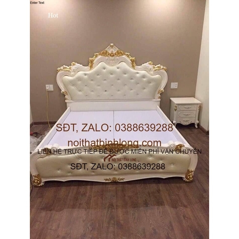 giường ngủ tân cổ điển trắng nhập khẩu
