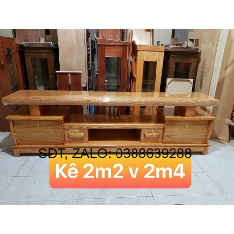 Kệ tivi dài 2m4 gỗ sồi giá thật