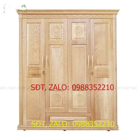 [Trả góp 0%] Tủ quần áo gỗ sồi 4 cánh 1m8 hàng cao cấp