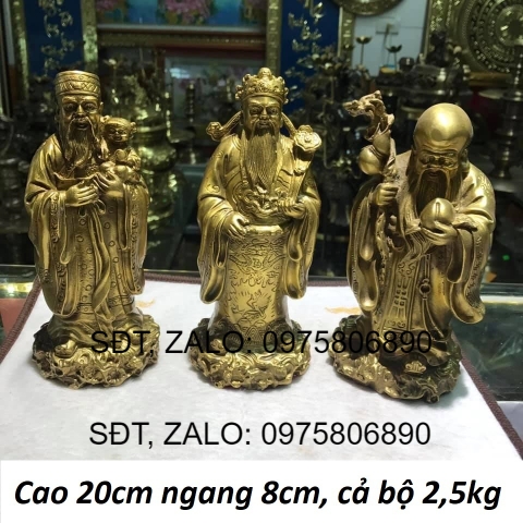 Bộ tượng Tam đa Phúc Lộc Thọ bằng đồng vàng