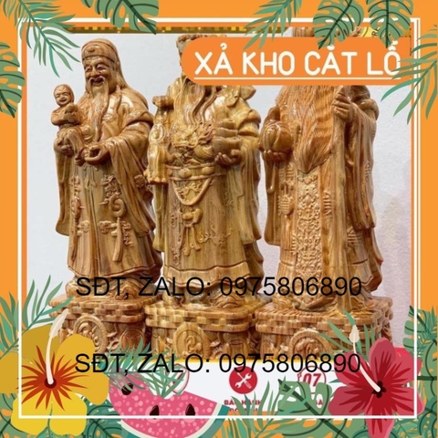 Tượng gỗ giá xưởng Tượng tam đa gỗ huyết long (máu rồng),phúc lộc thọ tượng phong thủy cao 30cm - 40cm vip