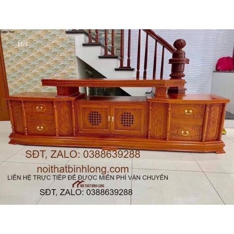 kệ  ti vi phòng khách gỗ gõ đỏ