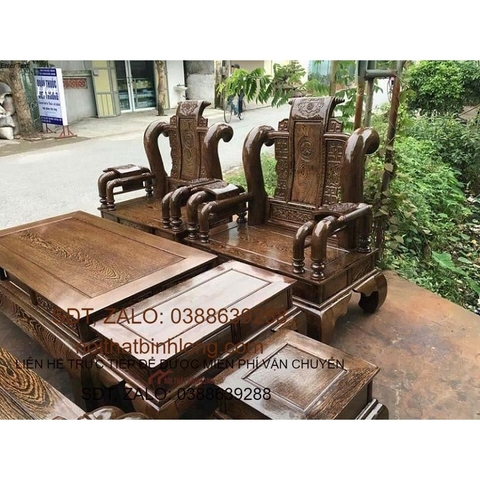 bộ bàn ghế phòng khách tần thủy hoàng gỗ mun đuôi công tay 12