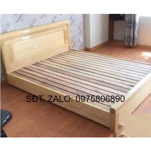 [Trả góp 0%] Giường Ngủ Bệt Gỗ Sồi Nga 1m6x2m Màu Tự Nhiên , GIƯỜNG GỖ CAO CẤP
