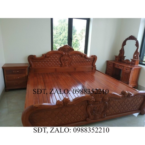 Giường Hoàng Gia Gỗ Gõ Đỏ