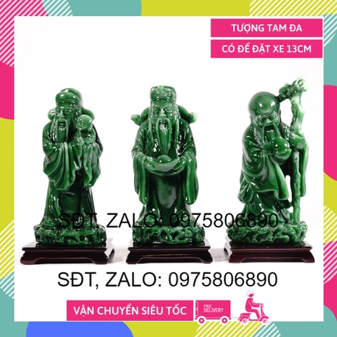 Bộ tượng Tam Đa Phúc Lộc Thọ cầu tài lộc cẩm thạch - Cao 13cm