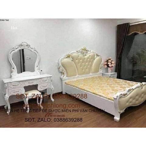 giường ngủ tân cổ điển nhập khẩu 1m8 x 2m