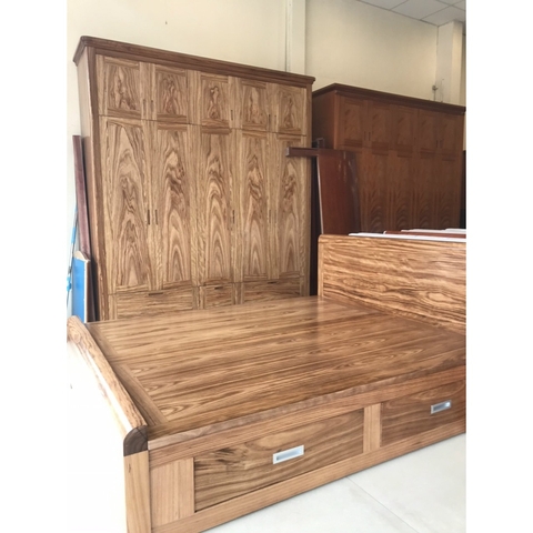 Giường ngủ hương xám có ngăn kéo 1m8x2m