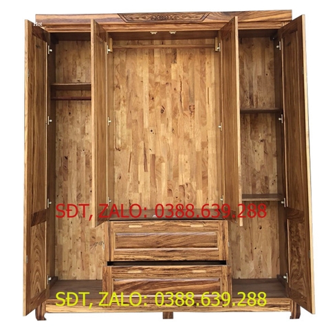 [Trả góp 0%] Tủ Áo 4 Cánh Gỗ Hương Xám , tủ áo bằng gỗ , tủ áo 4 cánh , tủ áo 1m8